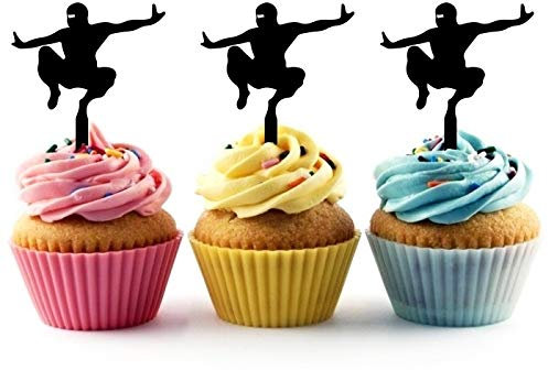 Innovedesire American Ninja Jump Kuchenaufsätze Hochzeit Geburtsta Acryl Dekor Cupcake Kuchen Topper Stand für Kuchen Party Dekoration 10 Stück