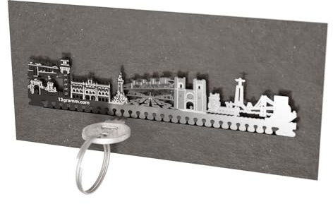 13gramm Lissabon Skyline Schlüsselbrett - Clevere Schlüsselaufbewahrung mit stilvollem Stadt-Motiv für Lissabon Fans - Wohnaccessoire und Souvenir