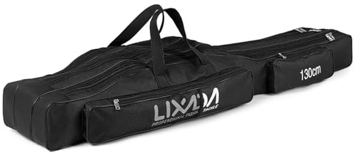 LIXADA Angelruten-Etui, 3-lagig, Oxford-Angelrutentasche, tragbar, faltbar, Angelrutentasche, Aufbewahrungstasche für Angelausrüstung und Ausrüstung