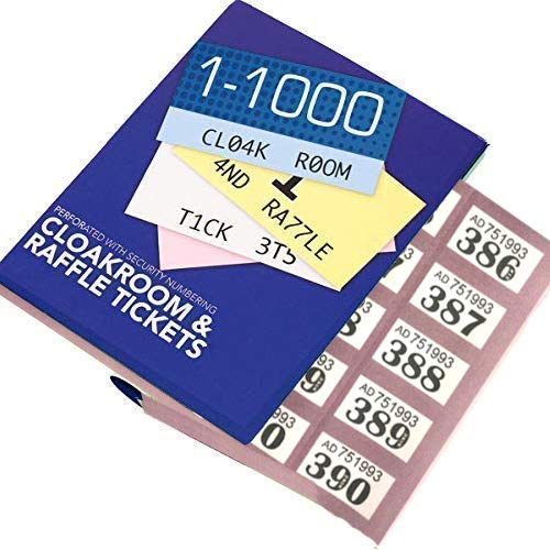 Tombola-Garderobentickets, nummeriert 1-1000, verschiedene Farben, Perforationen, leicht abreißbar, Violett