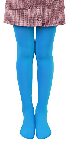 L&K-II Collants de Ballet pour Filles - Collants de Danse avec Pied 80 DEN Opaque Microfibre Coloré Bleu Ciel 146/152