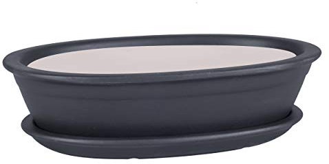 botle Ciotola per bonsai, mini giardino, in ceramica, colore nero, 6 grandi (25)