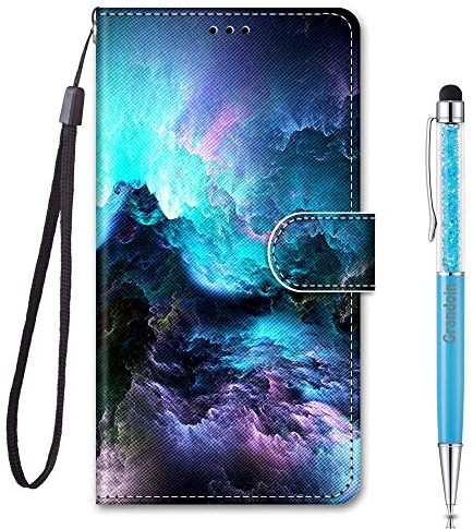 Grandoin Coque pour Xiaomi Redmi Note 8T, Mode Créatif Effet Bookstyle Désign Étui de Protection Housse en PU Cuir avec TPU Silicone Souple Phone Case pour Redmi Note 8T (des Nuages)