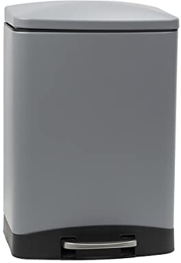CALITEK 6 Litre Pedal Waste Bin Bathroom Home Office Rubbish Trash Bin with Soft Close Lid and Removable Inner Bucket Hands Free Odour Proof Matt Finish 6 litres Capacity (Grey)