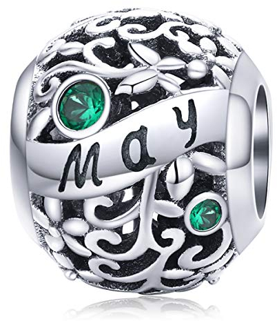 Lorrifal Mai May 925 Sterling Silber Original Geburtsstein Charms passend für Pandora Armbänder Geburtstag Geschenk für Frauen Mädchen Mutter Tochter