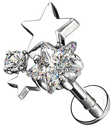 Taffstyle Piercing Stecker Sterne mit Kristall | Lippe Ohr Nase