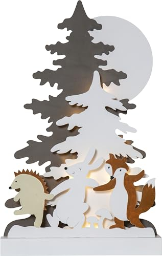 LED Weihnachtsdeko Forest Friends von Star Trading, Weihnachtsmotive aus Holz mit Beleuchtung und Timer, warmweiß, batteriebetrieben, Höhe: 44 cm