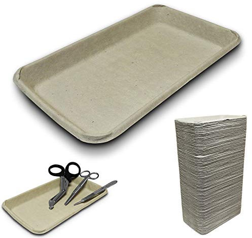 100 Pack | RE-GEN - Pulp Disposable Tray No3 | Made from Recycled Materials | Ideal for Holding Medical Instruments - (225 x 135 x 20mm)