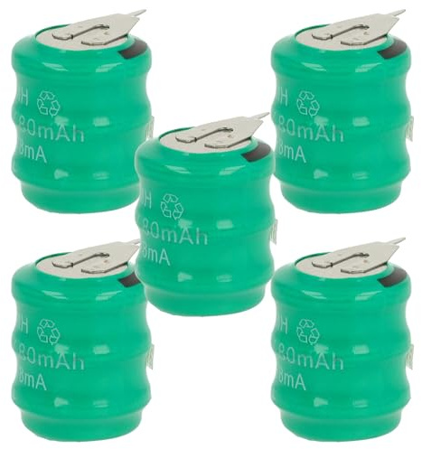 vhbw 5X NiMH Ersatz Knopfzellen-Akku Typ 3/V80H 2-Pins 80mAh 3,6V | kompatibel mit Modellbau-Akkus, Solar-Leuchten uvm.