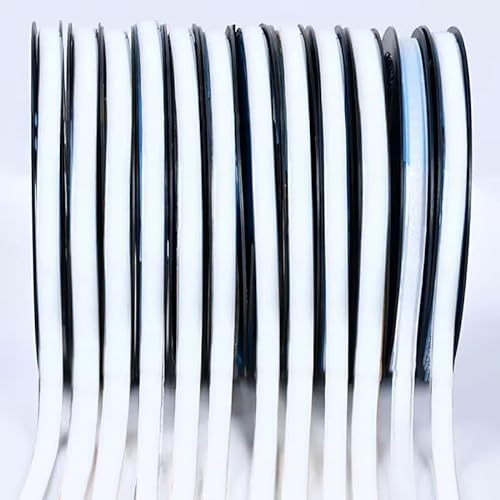 AXYWINBO Dichtungsband Selbstklebend,6Mx8MM PVC Selbstklebend,Flexible Glitzerpulver Zierleiste für Herd,Spüle,Toilette,Fliesenkante,Wandecke,Fußleiste,Boden,Weiss