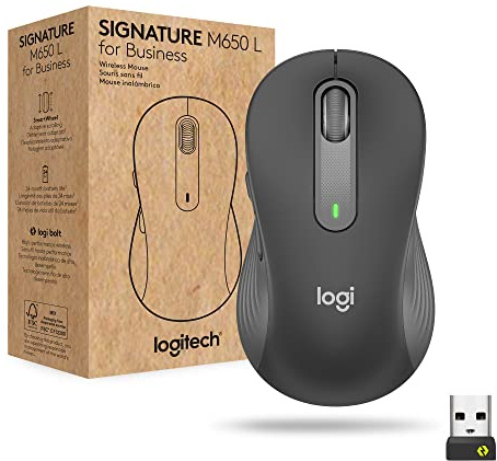 Logitech Signature M650 L for Business Funkmaus, für große Hände, Logi Bolt, Bluetooth, SmartWheel - Graphit
