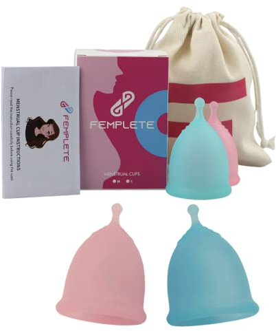 Femplete Menstrual Cups Period Kit for Teen Girls Set of 2 Small & Medium Menstrual Cup Period Cups for Women Period Cup Heavy Flow Menstruations Cup Feminine Hygiene Alternate to Tampons & Pads