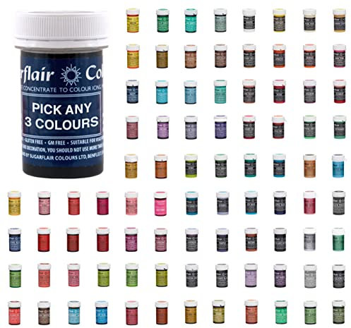 Sugarflair Colours Pick Any 3 Concentrated Spectral, Pastel & Satin Pastes 25g