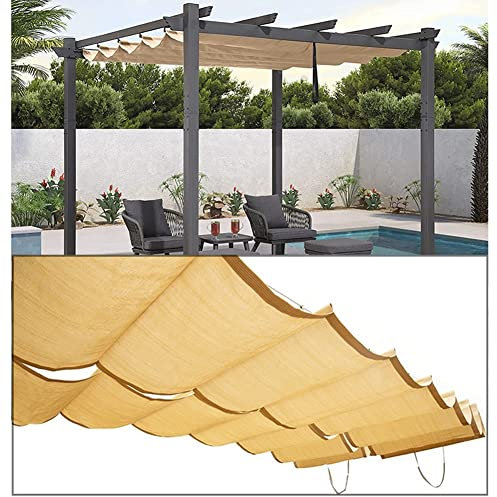 Auvent De Patio Rétractable Couverture D'ombrage Glisser sur Le Fil Hung Canopy Tissu D'ombrage De Remplacement Vague Voile D'ombrage Auvent pour Pergola en Bois Treillis Deck