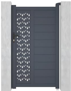 Vente-unique - Flügeltür, Aluminium, halbdurchbrochen, mit Motiven, L103 x H181 cm, Anthrazit Gregor