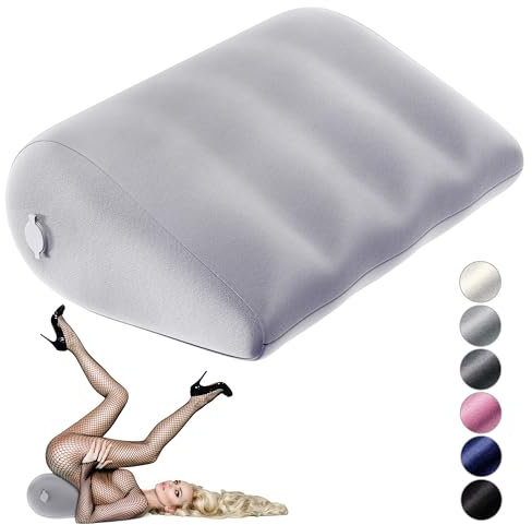 Liebesfreunde® Sexkissen für Paare aufblasbar - Sex Kissen mit Bezug I Keilkissen Lendenkissen, hellgrau