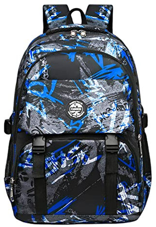 KOOBS Schulrucksack Mädchen Und Jungen Rucksack Schultasche Rucksack Kindertasche Polyester Fashion School Tasche-Blue