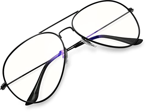 KANASTAL Gafas Luz Azul Grande Metálicas Filtro Luz Azul Hombre y Mujer Ordenador Bloqueo Pantalla Metal Blue Light Glasses Vintage Proteccion - Negras Montura Transparentes Lentes