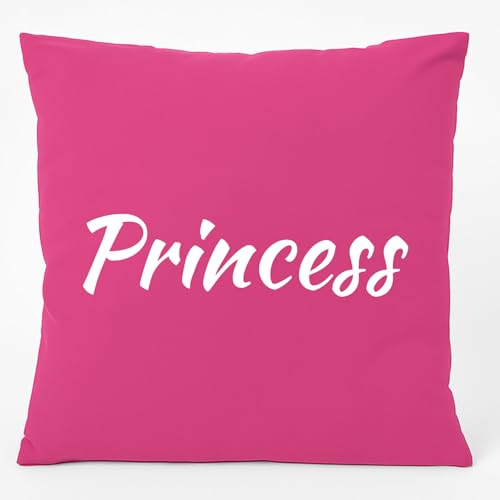 Huuraa Kissen Princess Schriftzug Geschenk | 40x40cm mit Füllung Fuchsia Baumwolle Dekokissen Geschenkidee Pinkes Sofakissen dekoratives Zierkissen