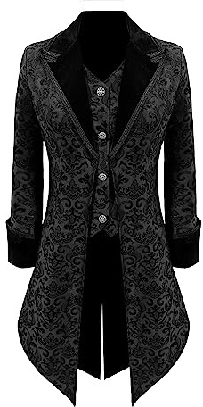 DRTES Damen Steampunk Jacke Viktorianisch Gothic Mittelalter Vintage Frack