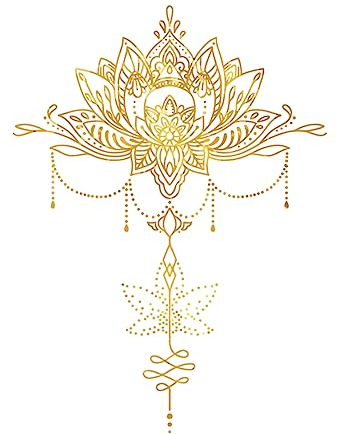 SUPERDANT Goldener Lotus Mandala Wandsticker Blumen Kronleuchter Wandaufkleber Boho Indisches Wandtattoo Mandala Namaste Blume Vinyl Wandsticker Lotus Yoga Meditation Kunst Wandgemälde Dekor