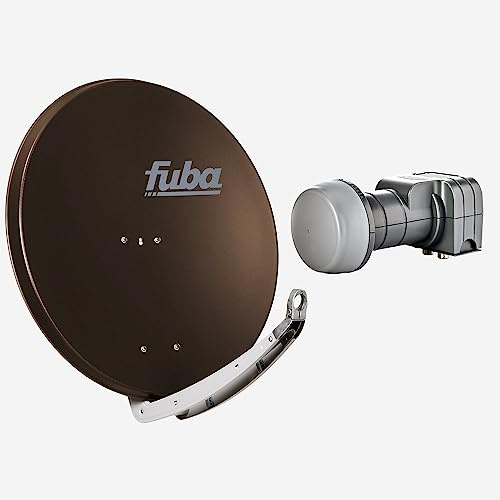 Fuba Sat Anlage 2 Teilnehmer | Satellitenschüssel Komplettset - DAA 850 B Sat-Schüssel 85cm Alu braun + Fuba DEK 217 Twin LNB 2 Teilnehmer (DVB-S2, HDTV, UHD 4K/8K, 3D) mit LTE-Störfilter