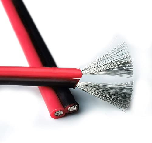 MyncbD Cavo Elettrico Filo e Cavo in Silicone Morbido Resistente al Calore da 10 m/Lotto 8 10 12 14 16 18 20 22 24 Linee parallele Rosse e Nere da 26 awg (Color : Red, Size : 10M_8 AWG 8.3MM)