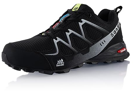 Fusskleidung® Damen Herren Wanderschuhe atmungsaktive Trail Running Trekkingschuhe Schwarz Weiß EU 42