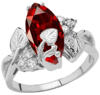 Joyara Bague Femme Belle Pierre De Naissance Personnalisée Marquise Florale Bague Or Blanc 9 Carat