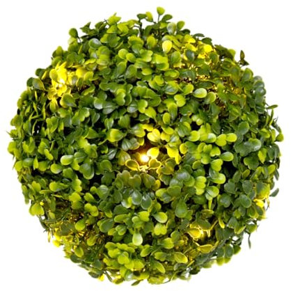 BONERVA | Bola BOJ Artificial Pequeña con led | Bolsa 2 uds | Arbusto Artificial para decoración y paisajismo | 24 cm diámetro | Bola Boj diseño estético para Decorar hogar o jardín