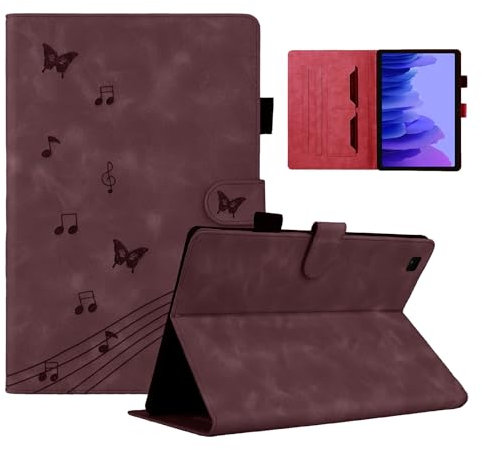 LSPCASA Cover Tablet Samsung Galaxy Tab A7 10.4 SM-T500/T505/T507 Con Slot Per Schede, Modello Di Farfalla, Custodia Rosso