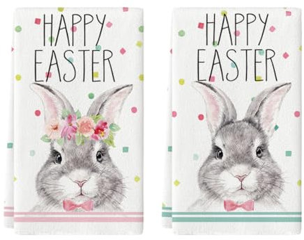 Artoid Mode Herr & Frau Hasen Ostern Küchentücher Geschirrtücher, 42x65 cm Happy Easter Frühling Dekoration Handtücher 2er Set
