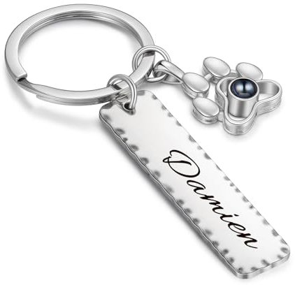 Lorajewel Foto Schlüsselanhänger Personalisiert Bild Projektion für Paare - Rostfreier Stahl Geschenk für Mutter, Tochter, Frau, Freundin, Freund