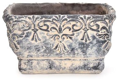 Sungmor Zement-Pflanztopf für Pflanzen, Sukkulenten-Übertopf mit geprägtem Design, Vintage-Beton-Blumentöpfe mit Drainageloch, dekorativer Orchideen-Zimmerpflanzentopf für drinnen und draußen, 23,9 cm