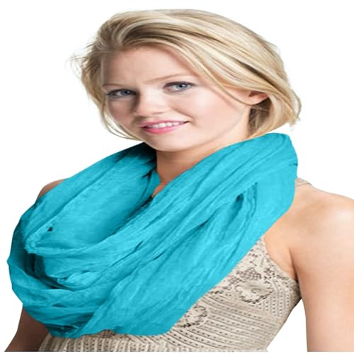 CJ Apparel Turquoise Mobius Infinity Scarf Snood Cowl Circular Tube Eternity Shawl Pashmina Hand Made in Nepal
