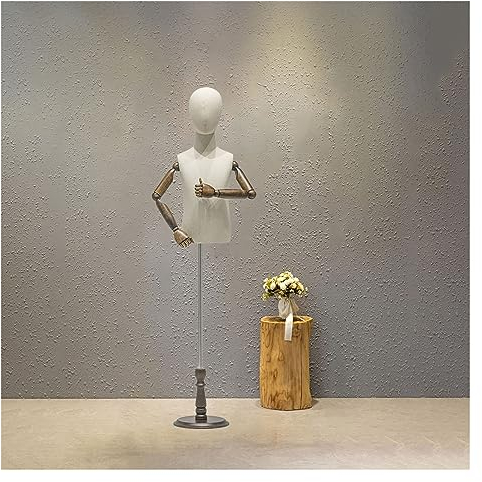 Weibliche Schneiderpuppe, Kinder-Schneiderpuppe, Torso mit Kopf, verstellbar, 93–140 cm, Kleinkind-Schneiderpuppenkörper, Nähtorso mit runder Holzbasis für die Präsentat