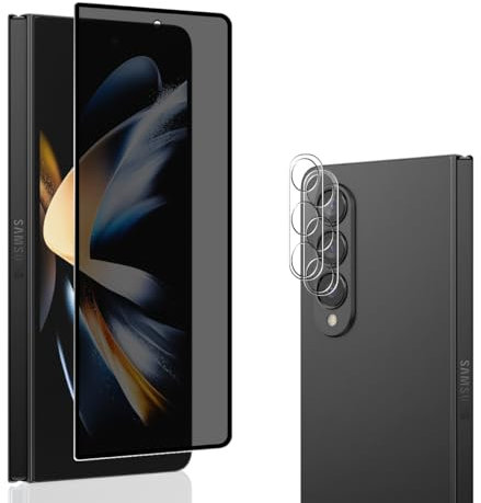 Jewloofa Protector Pantalla para Samsung Galaxy Z Fold 4, 2 Piezas Protector de Lente cámara y 1 Pieza Privacidad película protectora, Anti-Espía Protector Pantalla para Galaxy Z Fold 4