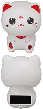 Figurine de Détection de Lumière Chat Porte-Bonheur, Décoration de Chats Porte-Bonheur Chinois, Chat Porte-Bonheur Japonais, Décoration de Bureau de Voiture (aux Grands Yeux)