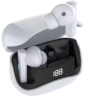 wireless earbuds Bluetooth Headphones 5.3 Stereo, 50 Hours of Playback with LED Display in-Ear Ear Buds with 4 Microphones IPX7 Waterproof Earphones compatible with Iphone, Android PC etc (White)
