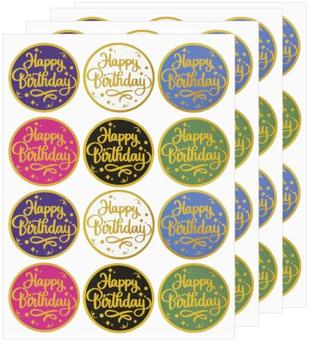 Happy Birthday Aufkleber 2 inch Alles Gute zum Geburtstag Sticker 120 Stück Rund Selbstklebende Geburtstagsetikett für Geschenktüten Geburtstagskarten Umschlagsiegel
