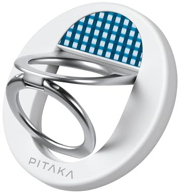 pitaka Handy Ring Halterung Magnetischer Griff Ring Halter mit Doppelring Einstellbar Fingerhalter Handy Ständer aus Aramidfaser für iPhone 16/15/14/13 Ozean Blau