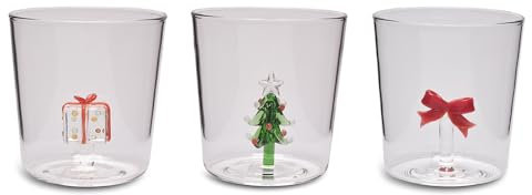 Henriette Set 6 bicchieri d'acqua natalizi in vetro borosilicato Sweet X'mas 300 ml