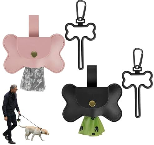 Hund Hundekotbeutel Spender, 2 Sets mit je 4 Hundekot beutelspender, Tragbar Kotbeutel Spender zum Aufhängen Hundekotbeutel, Abfallsackträger aus Metall, Freihändiger Halter für Hundekotbeutel Halter