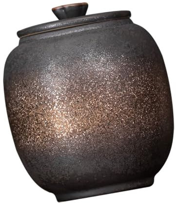 STOBOK Matcha Loose Leaf Tea Storage Container - Ceramic Vacuum Coffee Canister With Lids for Pasta - Kitchen Cookie Jar Decoration