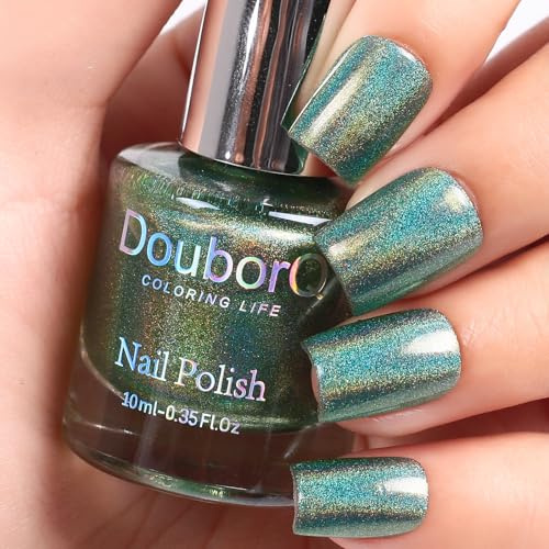 Nagellack mit Glitzer, reflektierender Glitzer, super glänzend, holografischer Glitzer, schnelltrocknend und langanhaltend, 10 ml (Grün, 10 ml)