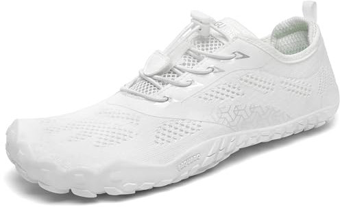 SAGUARO Barfußschuhe Damen Herren Zehenschuhe Traillaufschuhe Weich Bequem Barfussschuhe Fitnessschuhe Männer Frauen Trainingsschuhe für Joggen Laufen Wandern, Gänseblümchen Weiß, 40 EU