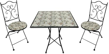 AXI Camilla Table et Chaise Bistrot, 2 Chaises 1 Table, Ensemble Bistro Extérieur, Mosaique Rose Romantique - Salon de Jardin Bistrot, Table Bistrot pour Jardin/Balcon/Terrasse