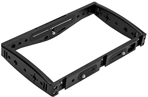 Qukaim Metal Handheld Mobile Phone Bracket, Universal Live Recording Cage Stand for Mic and Fill Light, Black, Compatible with Most Smartphones