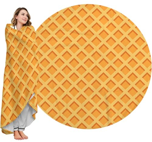 Qucarder Waffeldecke für Erwachsene und Kinder, lustig, weich, riesig, realistisch, für Lebensmittel, Tortilla, runde Flanelldecken für Bett, Couch, Büro, Reisen, 150 cm
