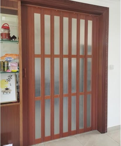 GLFNB Porte Interne, Porta Scorrevole a Fisarmonica con Vetro Acrilico Satinato, Porta Pieghevole in PVC Alta 200 cm per Piccoli armadi, Porta divisoria a Fisarmonica (80 x 210 cm/31,5 x 82,7 poll